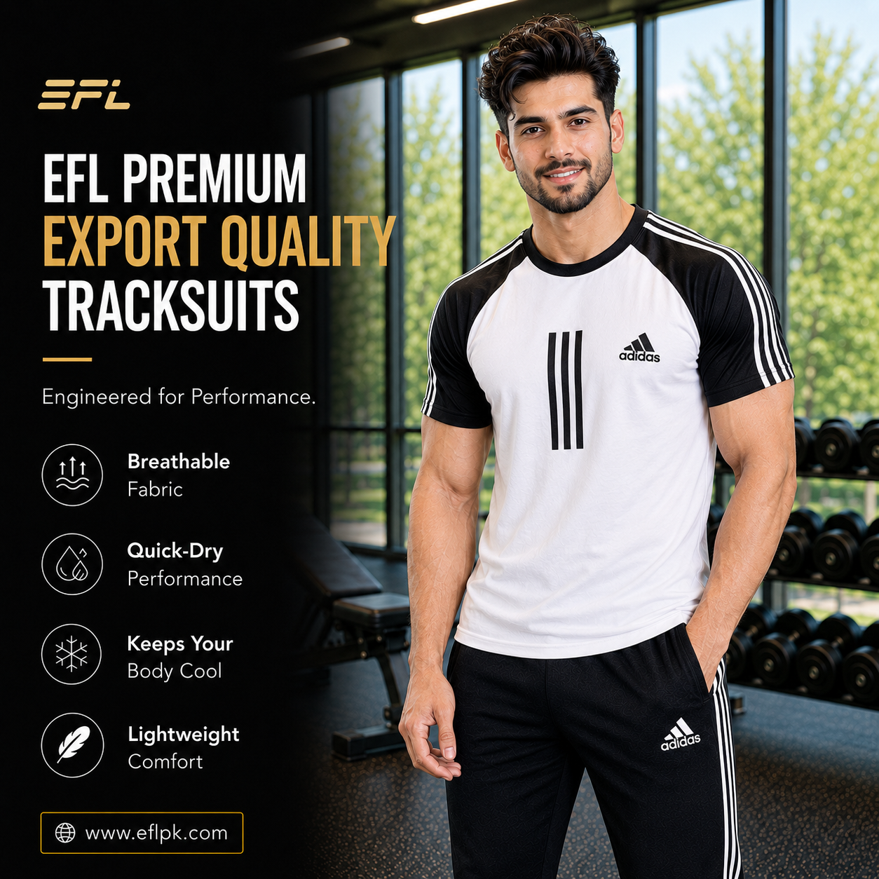 EFL Summer track suit (Black-White) Men