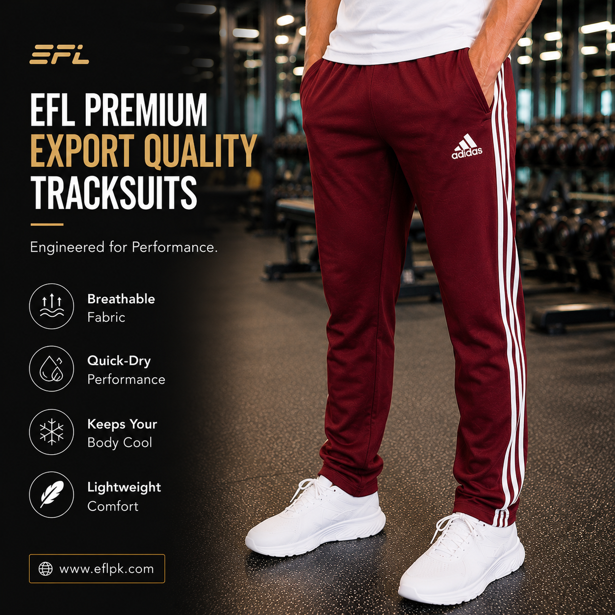 EFL Summer track suit (Maroon-White) Men - Image 2