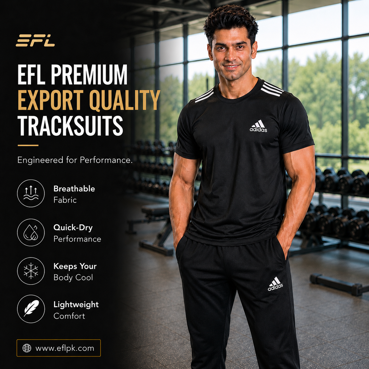 EFL Track Suit – New Adidas Full black (Men)