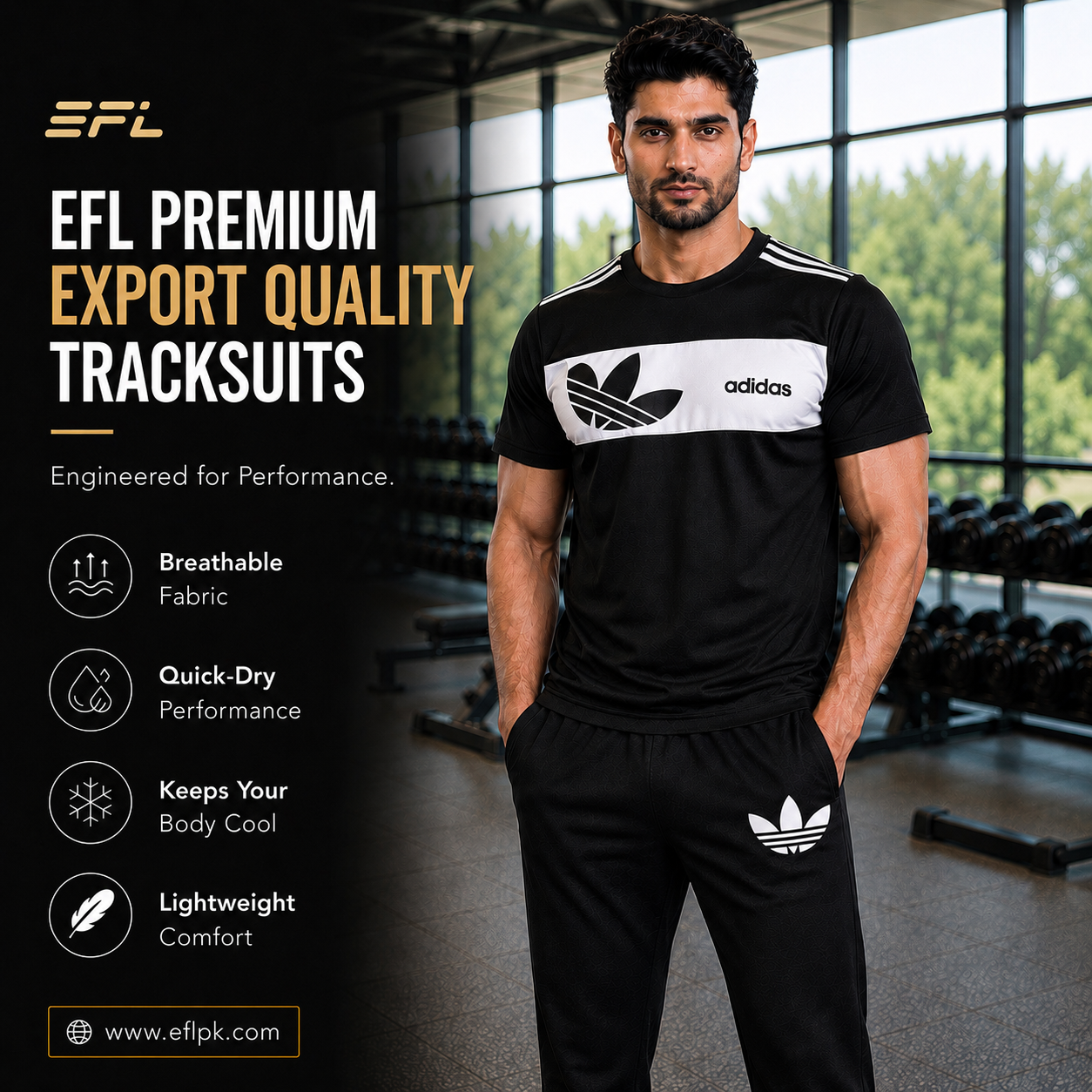 EFL Black Track Suit – New Adidas Flower Addition (Men)