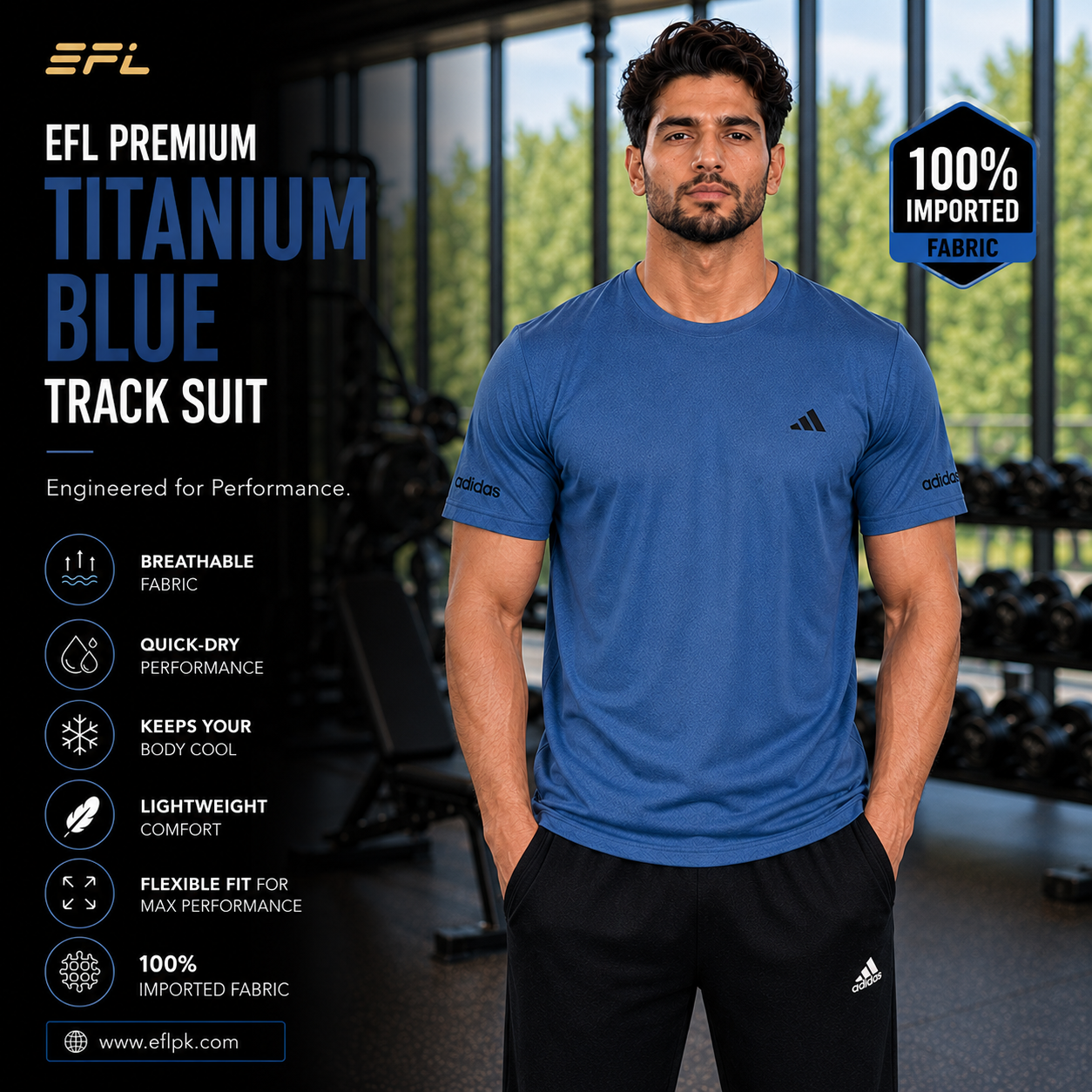 EFL Premium – Titanium Blue with black trouser imported fabric (Men)