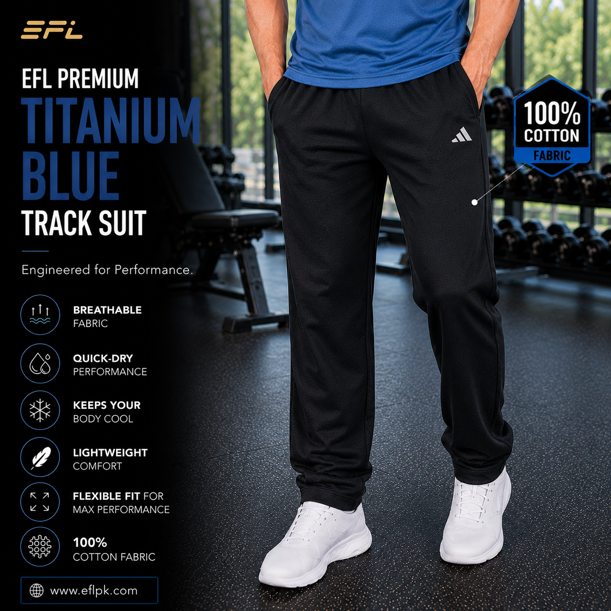 EFL Premium – Titanium Blue with black trouser imported fabric (Women) - Image 2