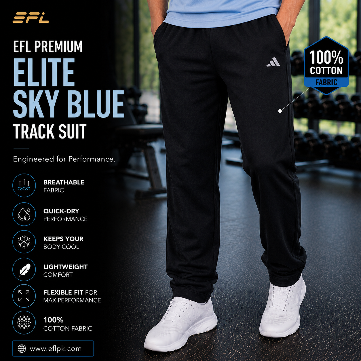 EFL Premium – Elite Sky Blue with black trouser imported fabric (Women) - Image 2