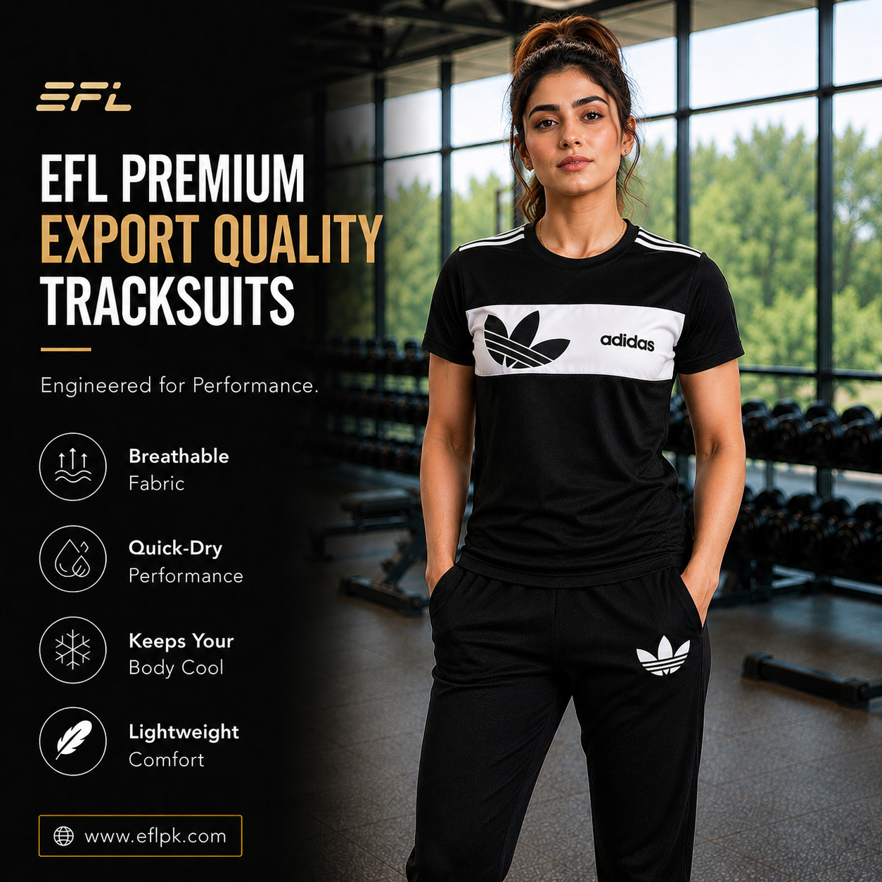 EFL Black Track Suit – New Adidas Flower Addition (Women)
