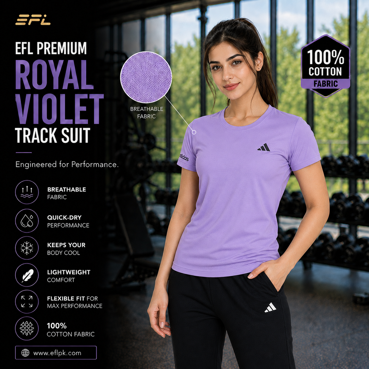 EFL Premium – Royal Violet with black trouser imported fabric (Women)