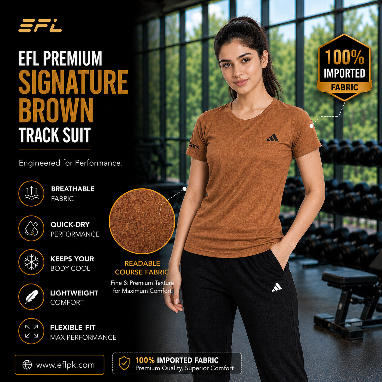 EFL Premium – Signature brown with black trouser imported fabric (Women)