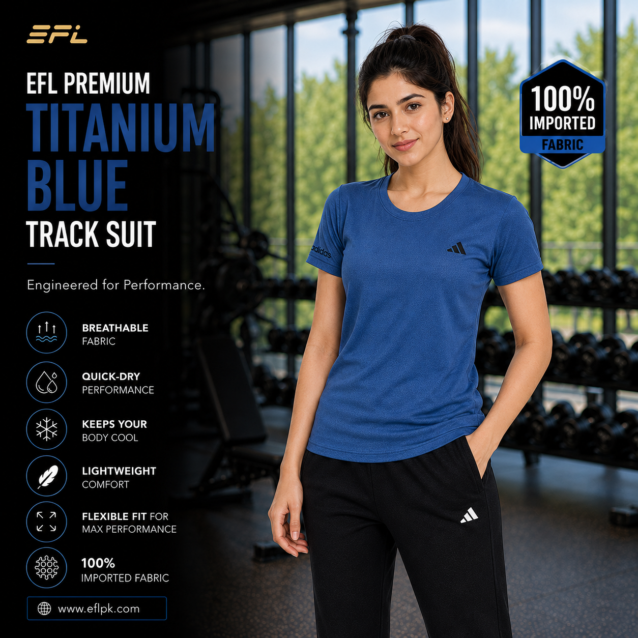 EFL Premium – Titanium Blue with black trouser imported fabric (Women)