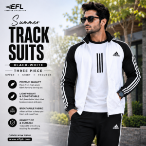 EFL Premium – 3 pc Black White track suit (Men)
