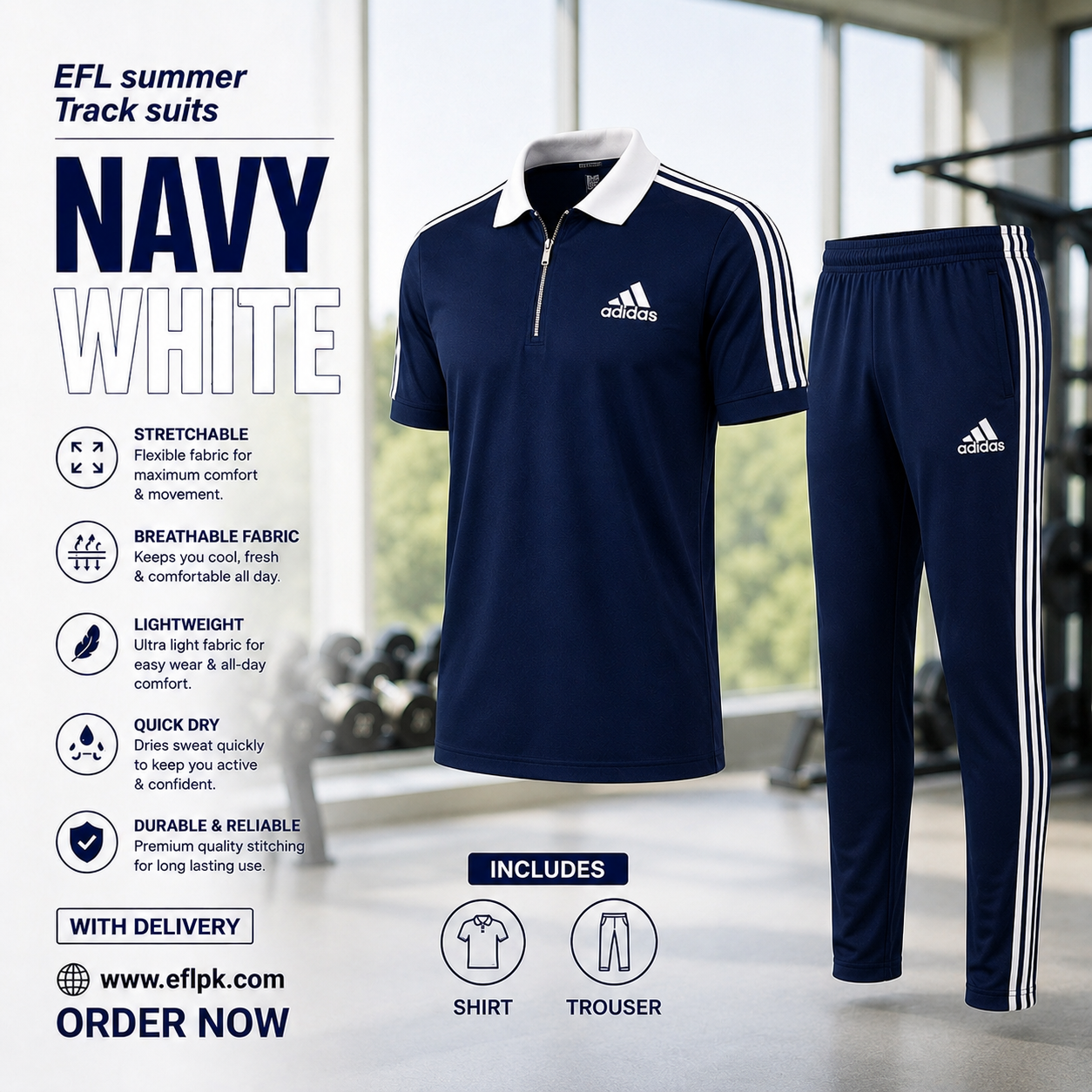 EFL Track Suit – Collar design New Adidas Full Blue (Women) - Image 2