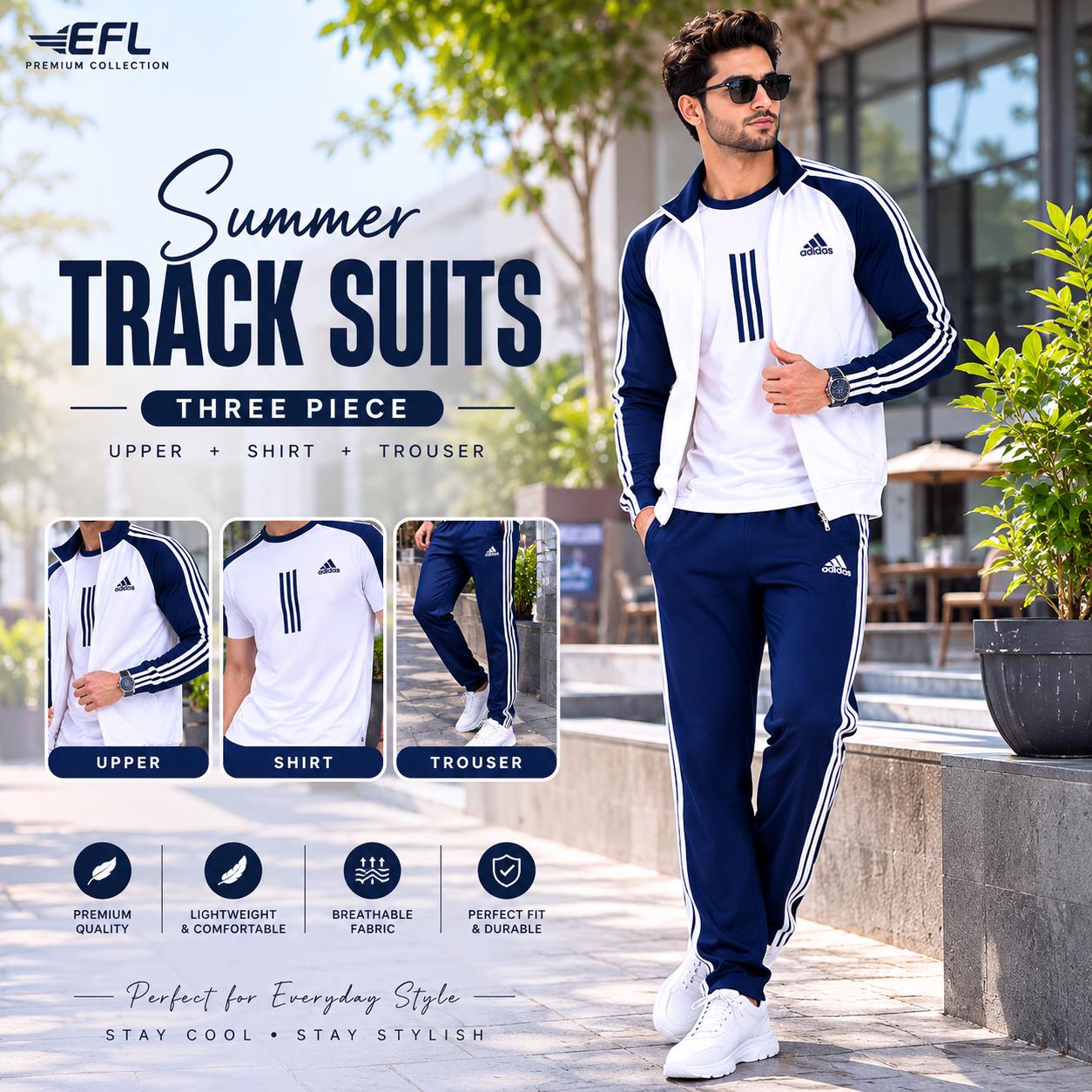 EFL Premium – 3 pc Blue White track suit (Men)