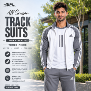 EFL Premium – 3 pc Grey White track suit (Men)