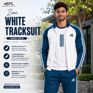 EFL Premium – 3 pc Zinc White track suit (Men)